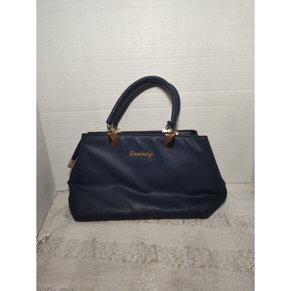 Danbaoly Women's Navy Tote Handbag Faux Leather‎ Gold hardware Brown lining - Picture 14 of 14